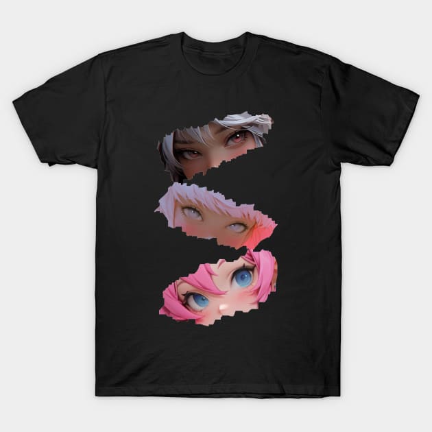 Anime Girl Lewd Eyes T-Shirt by stickercuffs